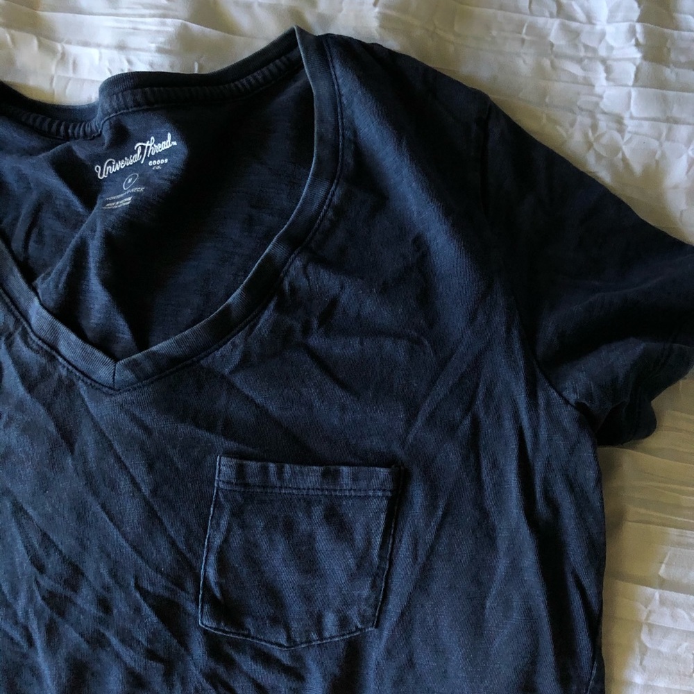 navy blue V neck top